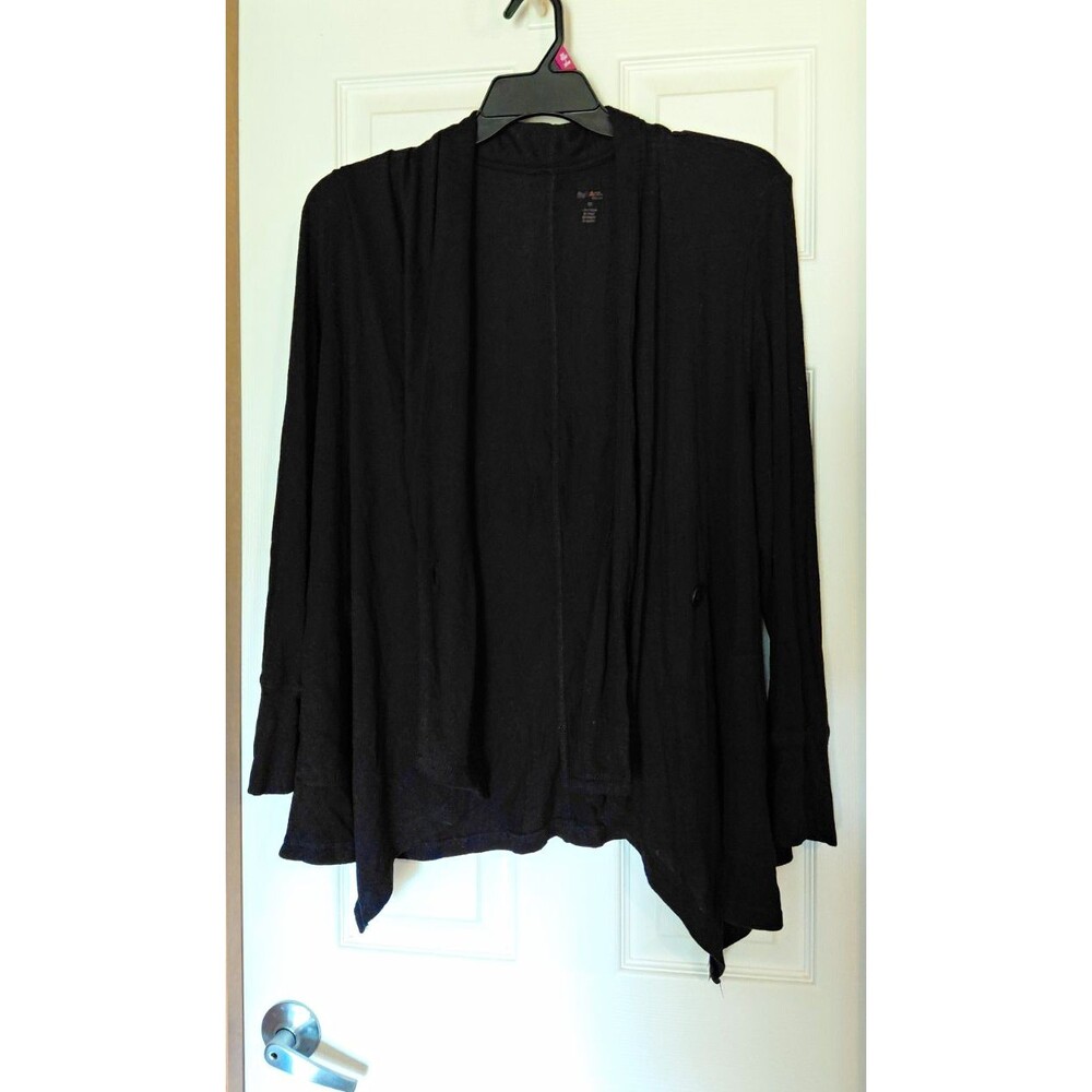Style&co. Black Open Front Draped Cardigan Rayon Knit V-Neck Long Sleeve XL